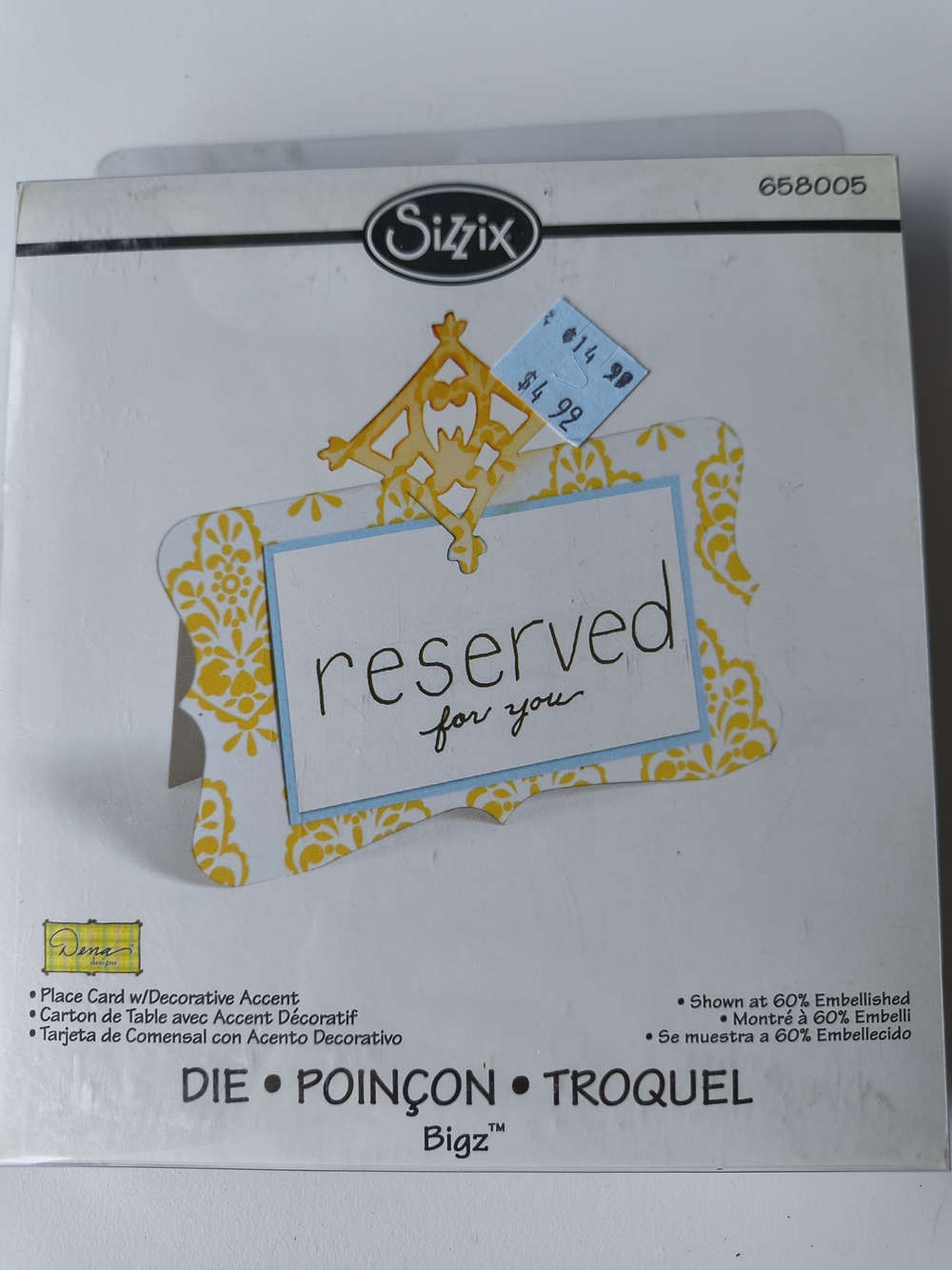 Set of 3 Sizzix Bigz Dies - Square Scallop 655776, Place Card 658004 and 658005